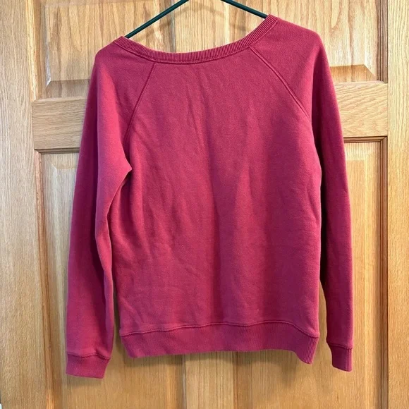 AE American Eagle Outfitters Crewneck Logo Sweatshirt Red Top Women’s S Small - Picture 3 of 5